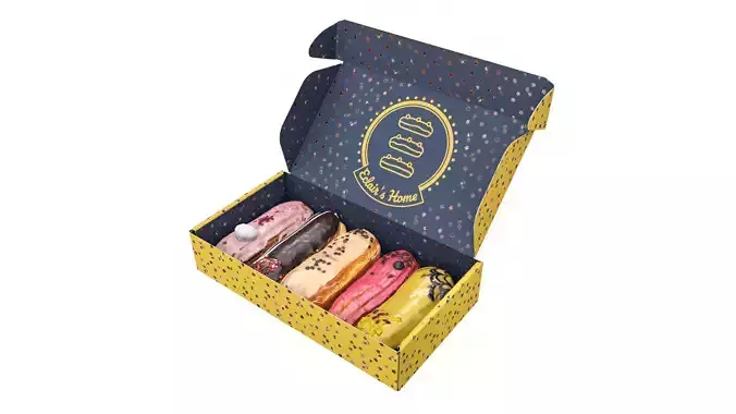 Eclairs in a box Low-poly 3D model 3