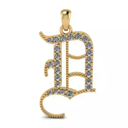 Diamond Olde English Pendant Letter D