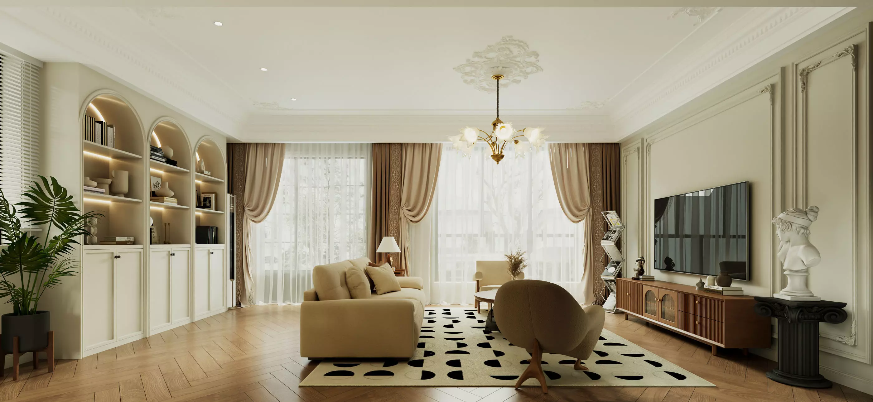 French Eclectic Vintage Living Room 3D model 3D model