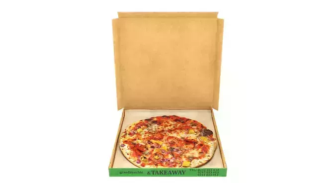 Pizza in a box Low-poly 3D model 2