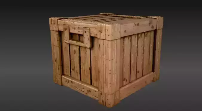 Small Wooden Crate 3D Model Background Prop Game-Ready