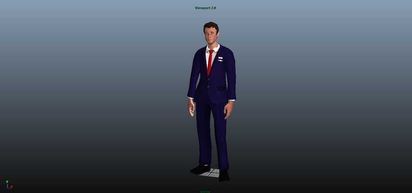 Airhostess male - Animated Low-poly 3D model_6