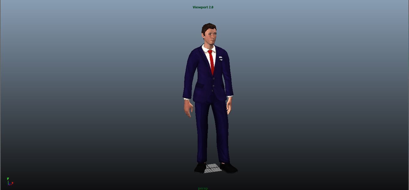 Airhostess male - Animated Low-poly 3D model_2