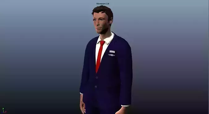 Airhostess male - Animated Low-poly 3D model