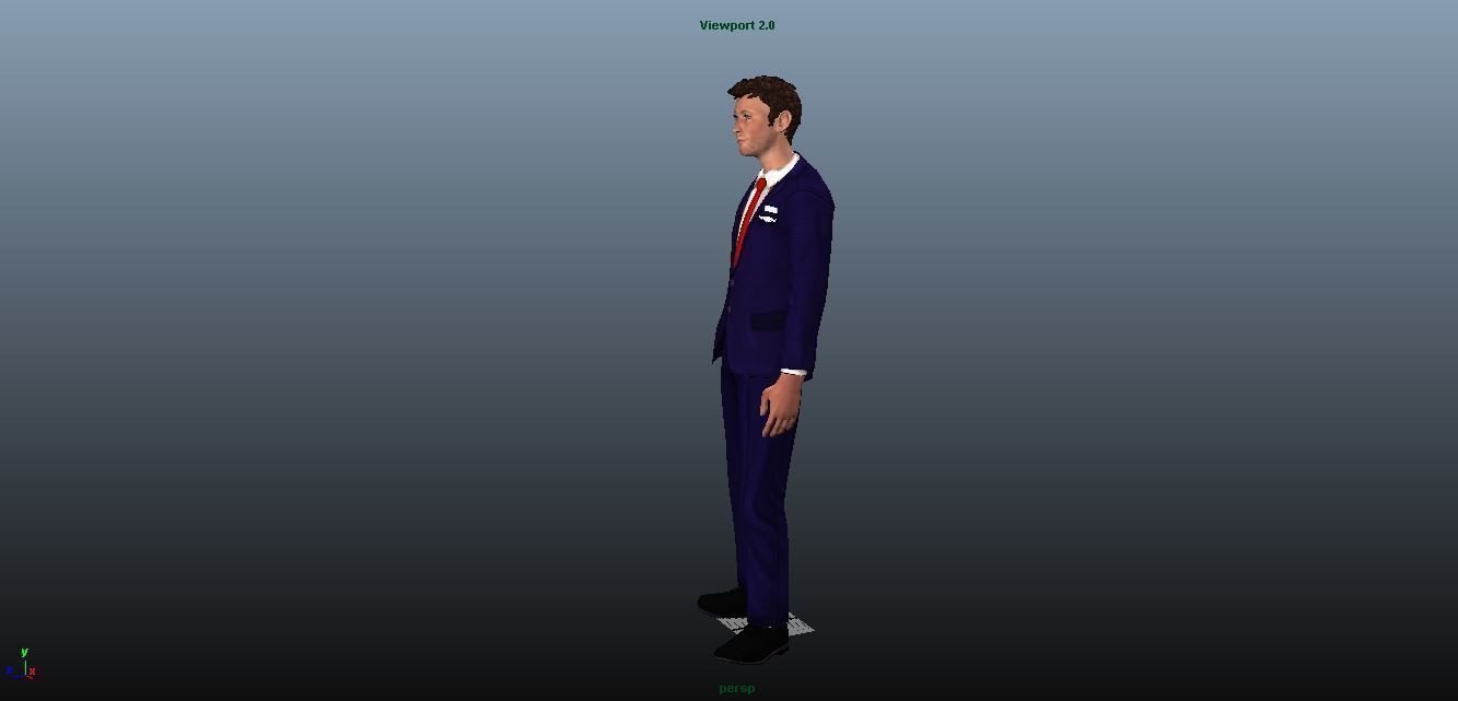 Airhostess male - Animated Low-poly 3D model_3
