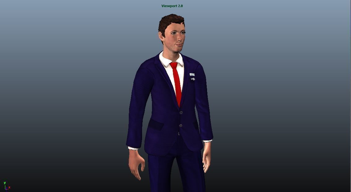 Airhostess male - Animated Low-poly 3D model_7