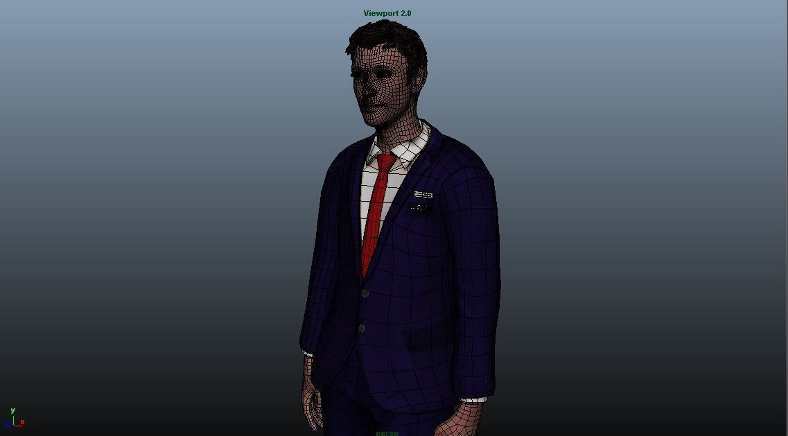 Airhostess male - Animated Low-poly 3D model_5