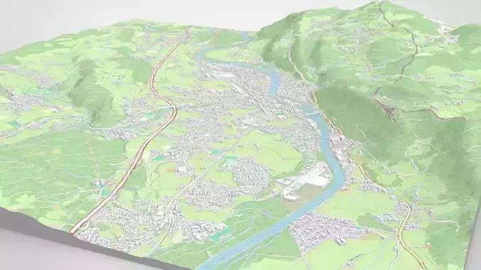 Cityscape Hallein Austria 3D model 5
