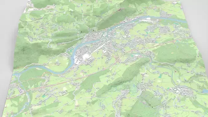 Cityscape Hallein Austria 3D model 3
