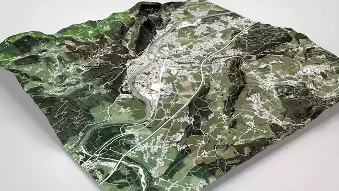 Cityscape Hallein Austria 3D model 2