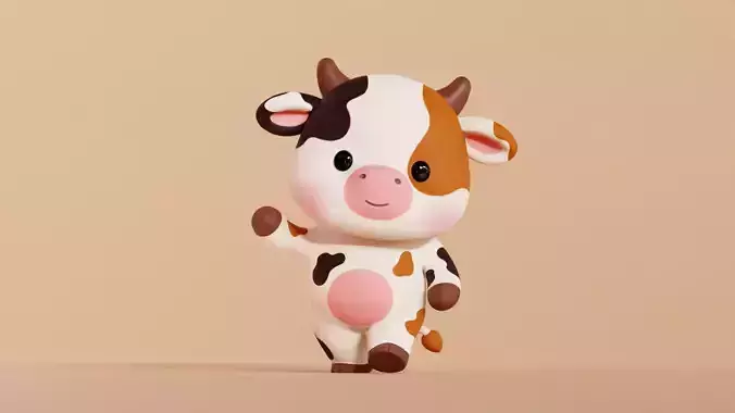 Cow Cartoon Character Rigged Animated Chibi Kawaii 