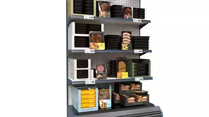 Store meat product shelf 01 3D model 4