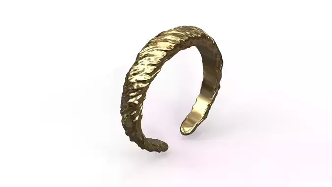 Adjustable Organic Ring Band Size - Diagonal Flow Texture