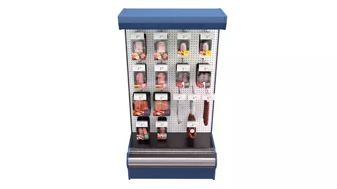 Store meat product shelf 03 Low-poly 3D model 2