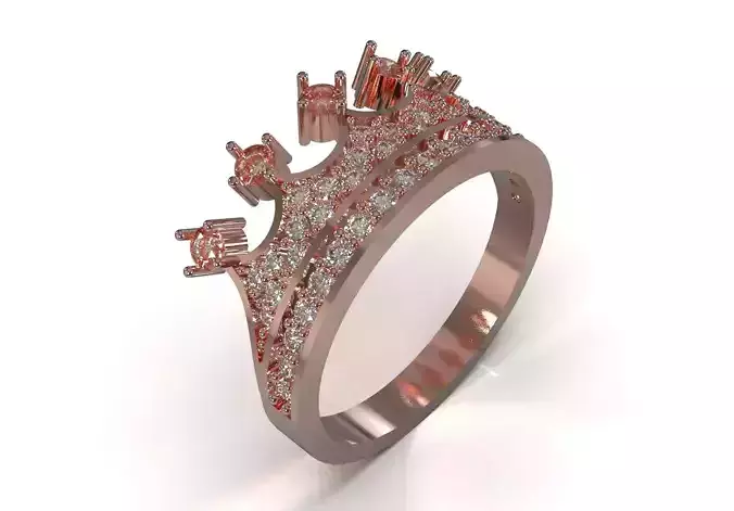  Crown Design stl 3d cad jewelry ring model jr00305