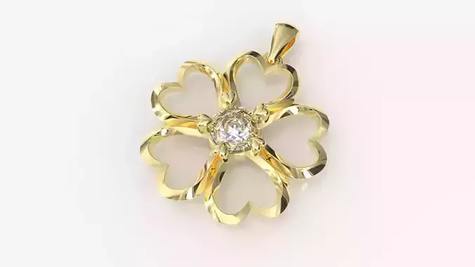 Elegant Heart Petal Flower Pendant 3D Model for Jewelry Design