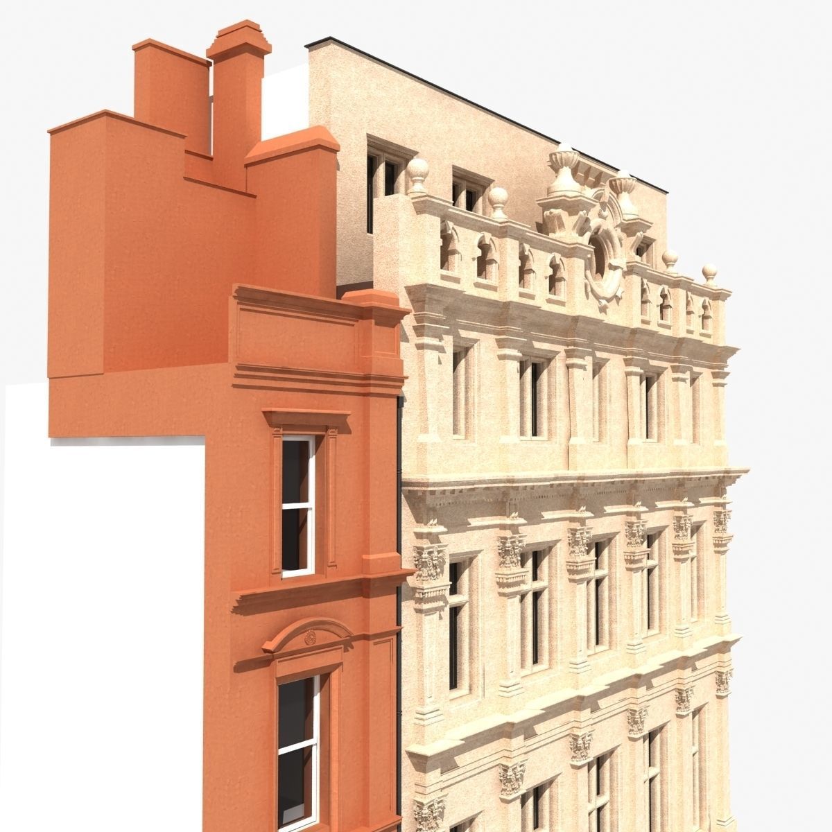 London Building Facade 3D model_2