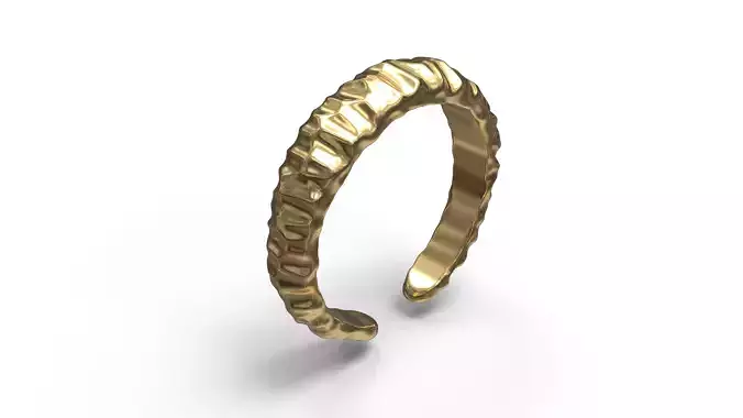 Adjustable Organic Ring Band Size - Voronoi Texture