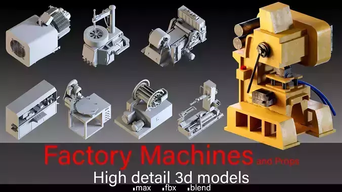 Factory Machines and Props- Industrial 3D Models Collection