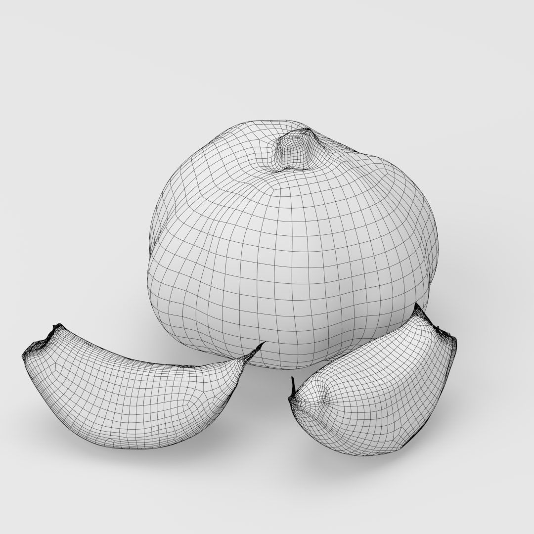 Garlic and garlic cloves 3D model_1