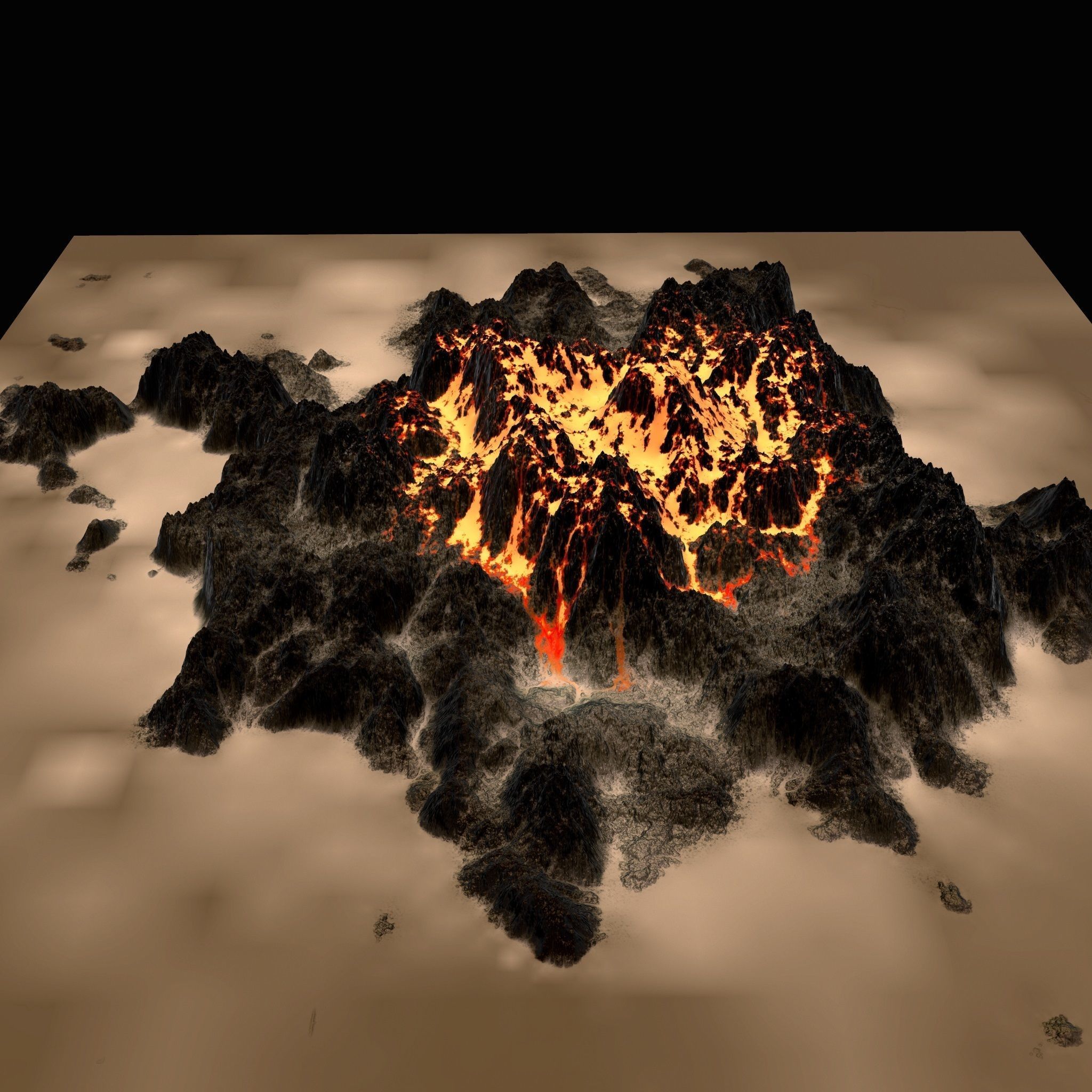 Volcano lava Low-poly 3D model_18