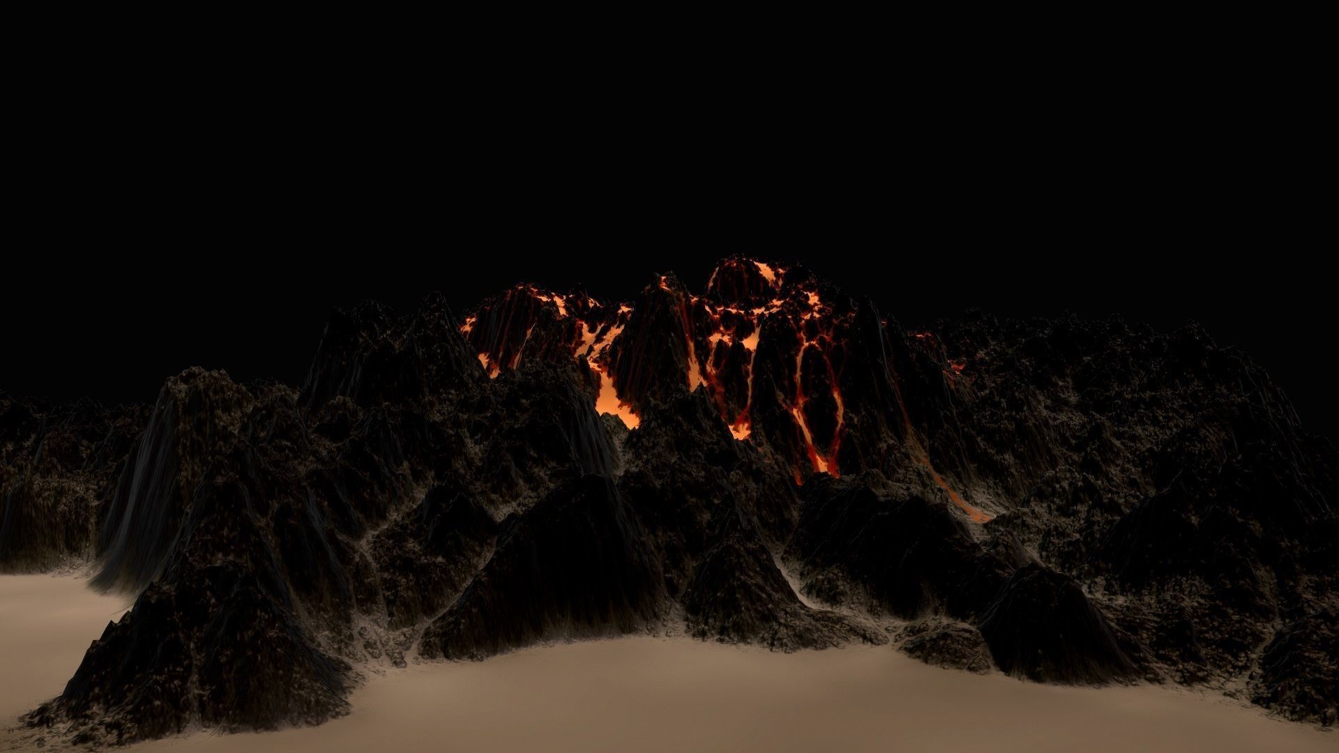 Volcano lava Low-poly 3D model_2