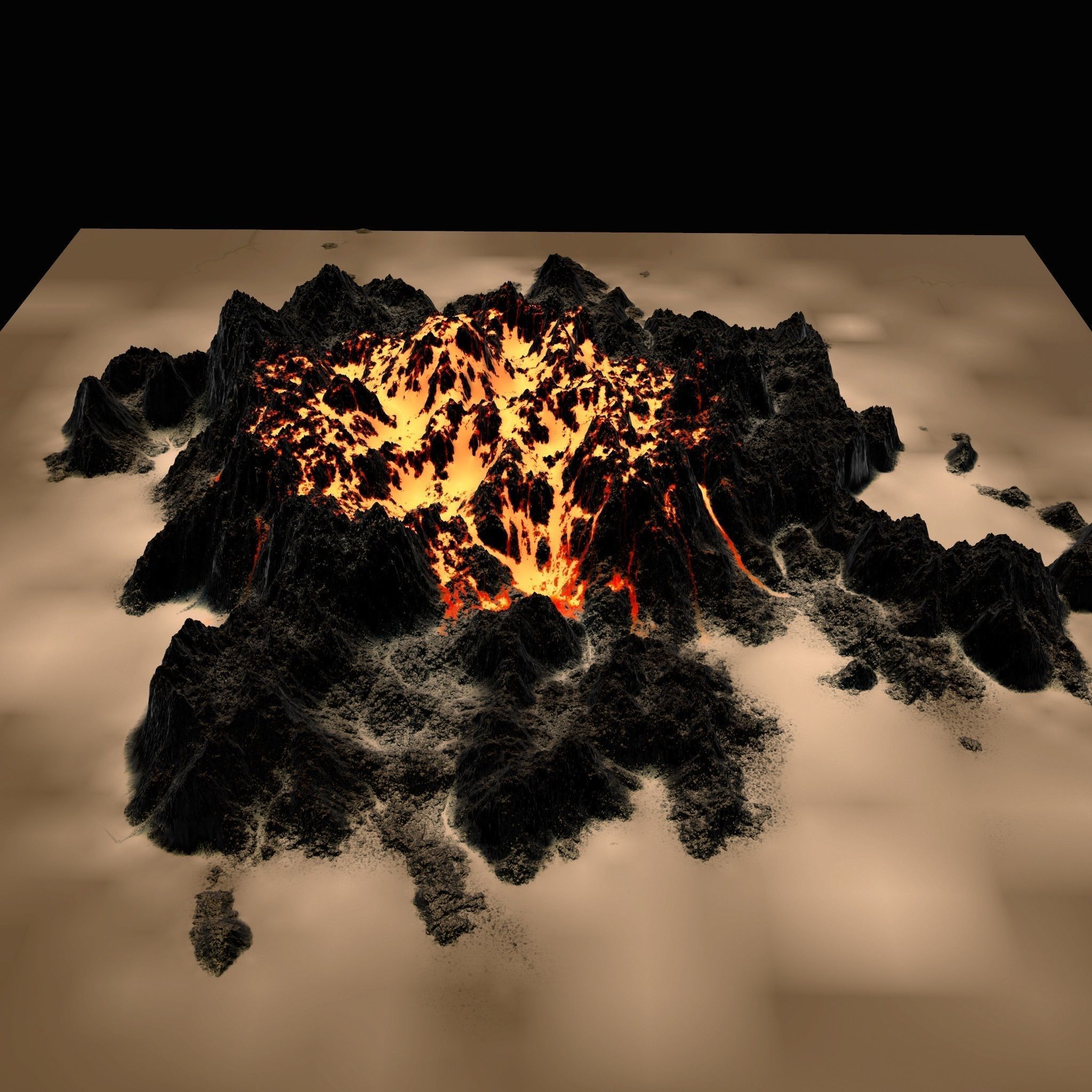 Volcano lava Low-poly 3D model_13