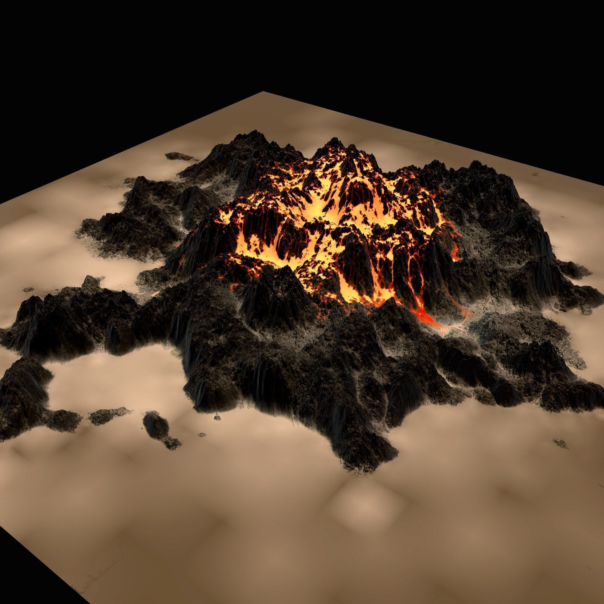 Volcano lava Low-poly 3D model_19