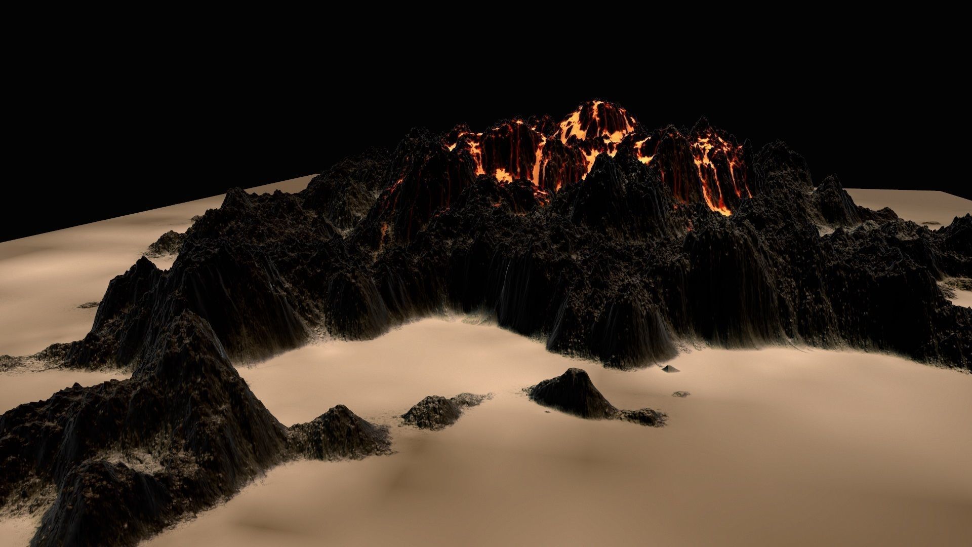 Volcano lava Low-poly 3D model_3