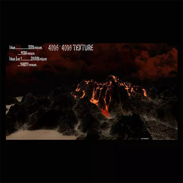 Volcano lava Low-poly 3D model_0