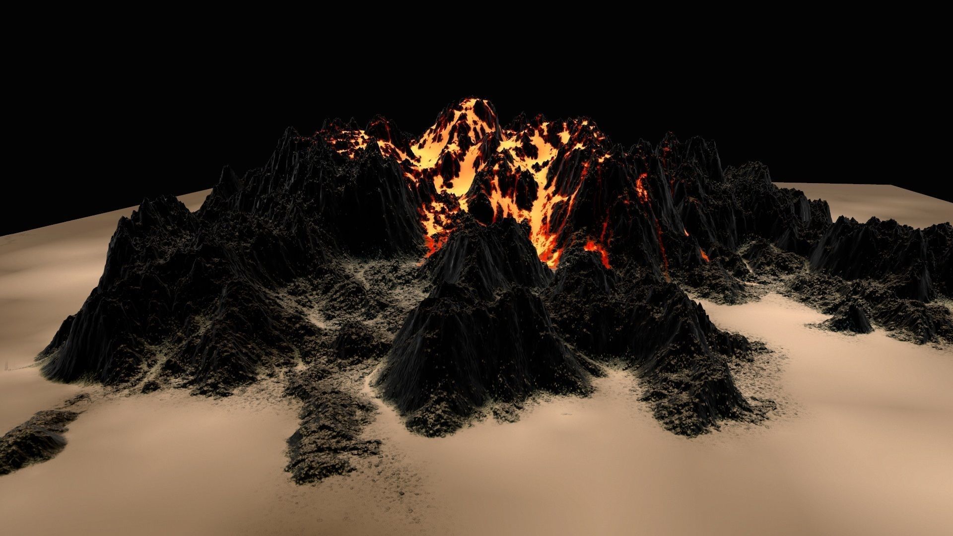 Volcano lava Low-poly 3D model_5