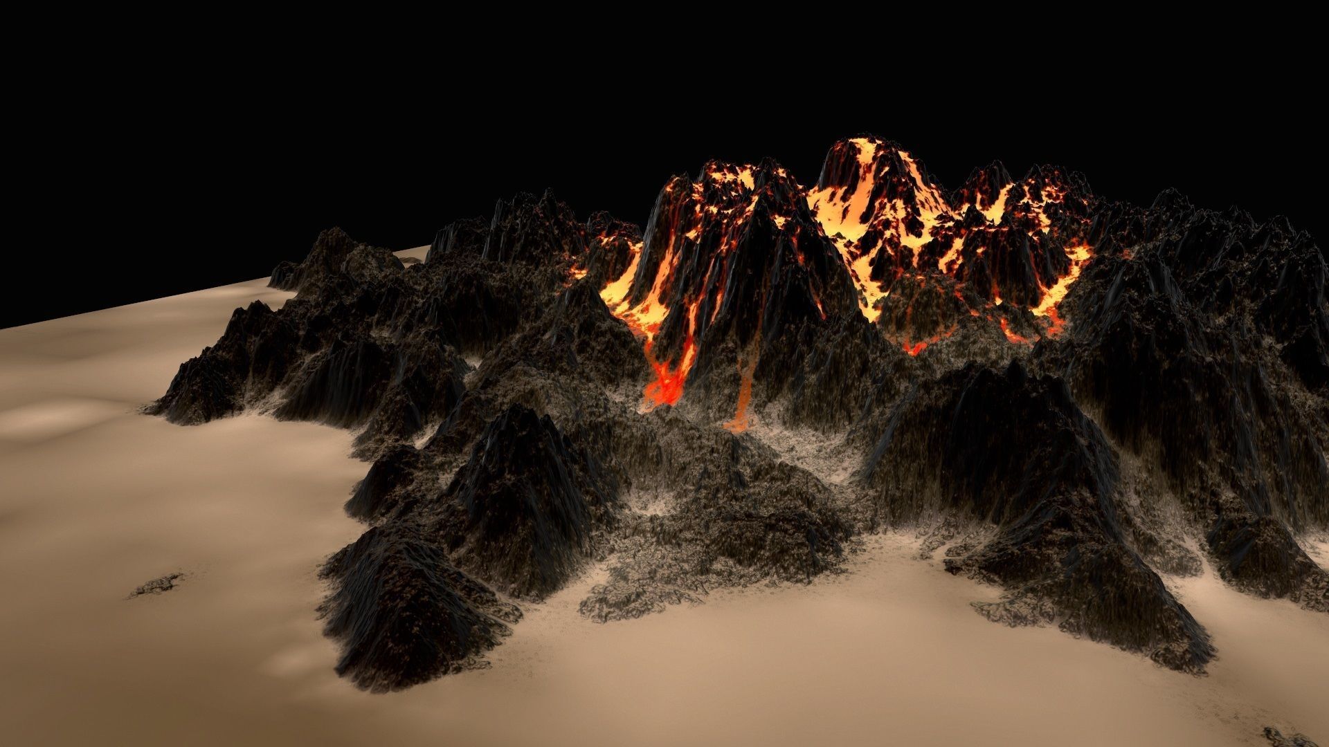 Volcano lava Low-poly 3D model_9