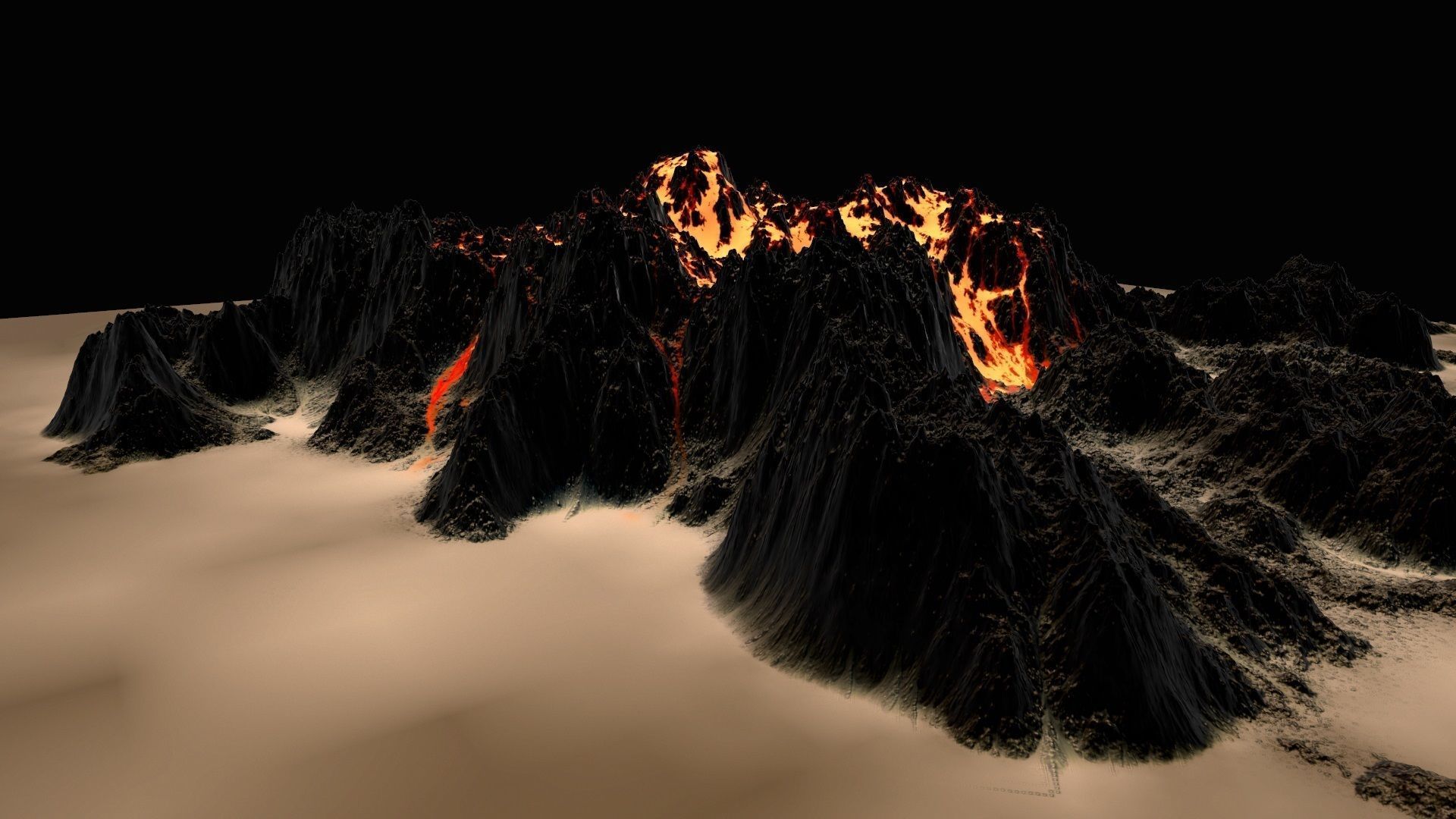 Volcano lava Low-poly 3D model_6