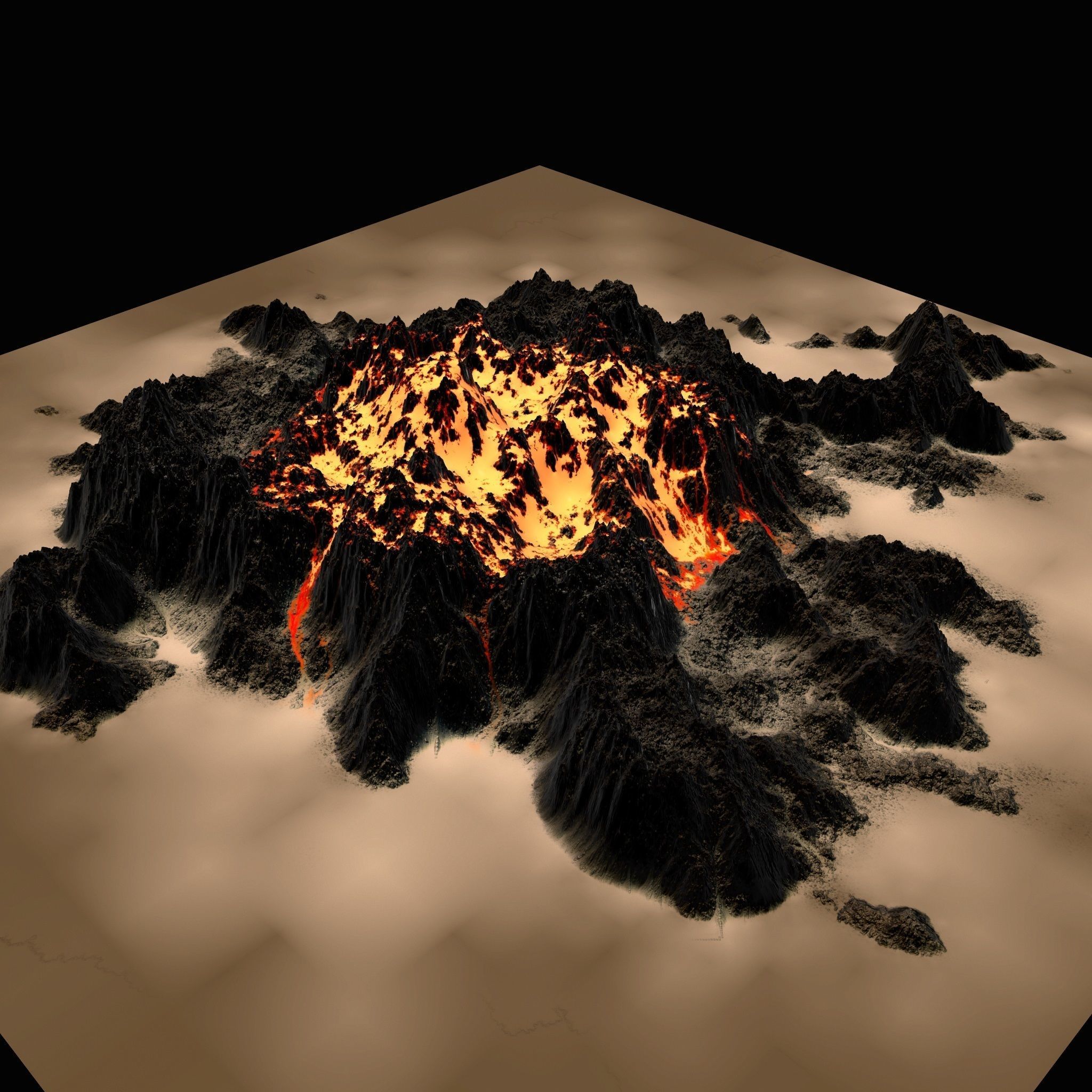 Volcano lava Low-poly 3D model_14