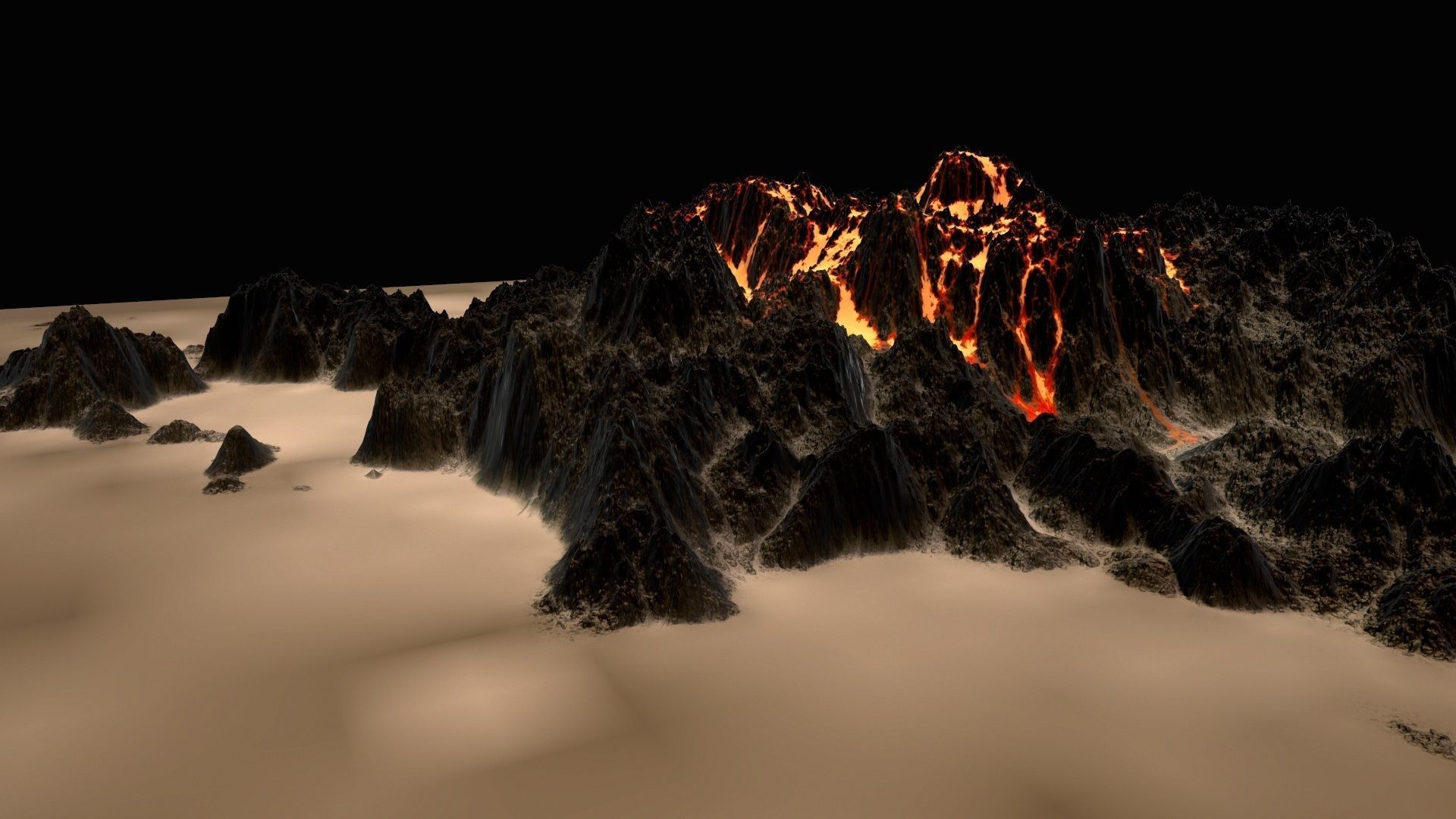 Volcano lava Low-poly 3D model_17