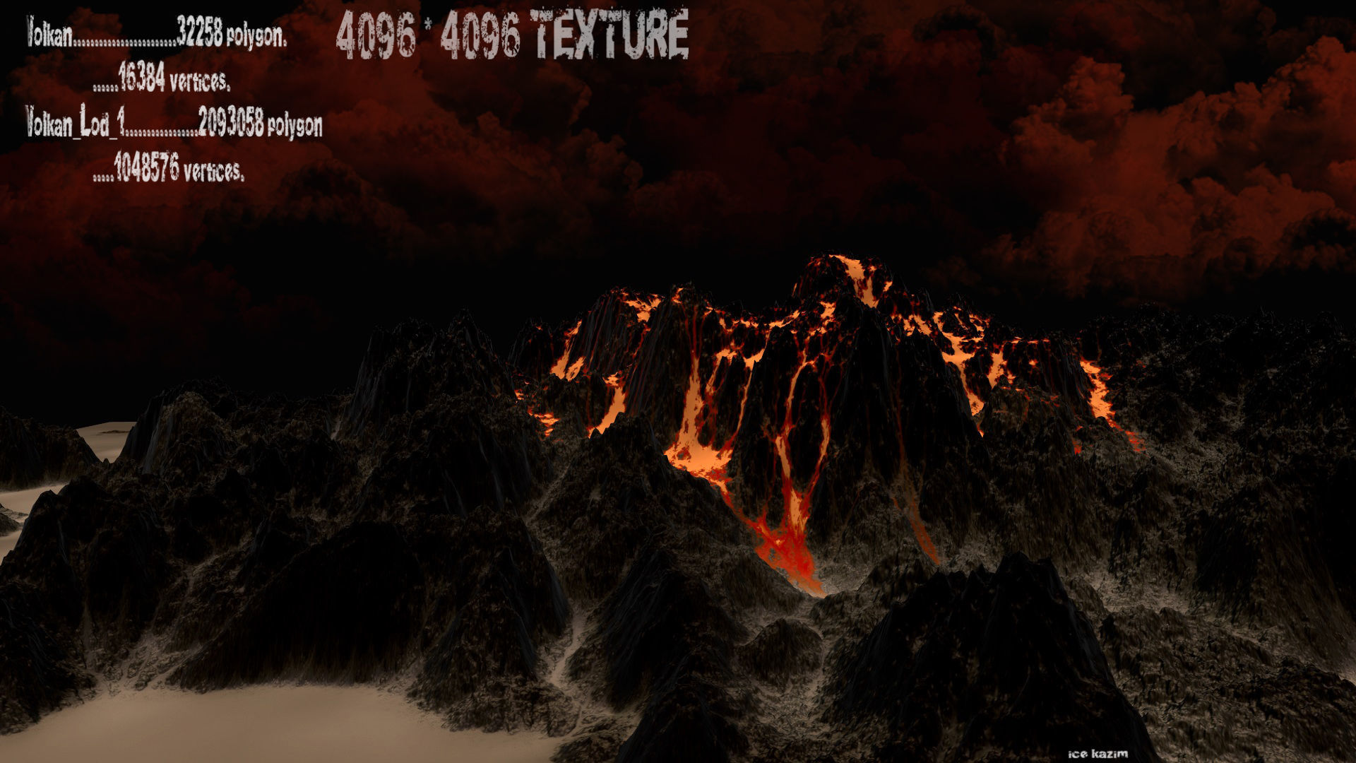 Volcano lava Low-poly 3D model_1