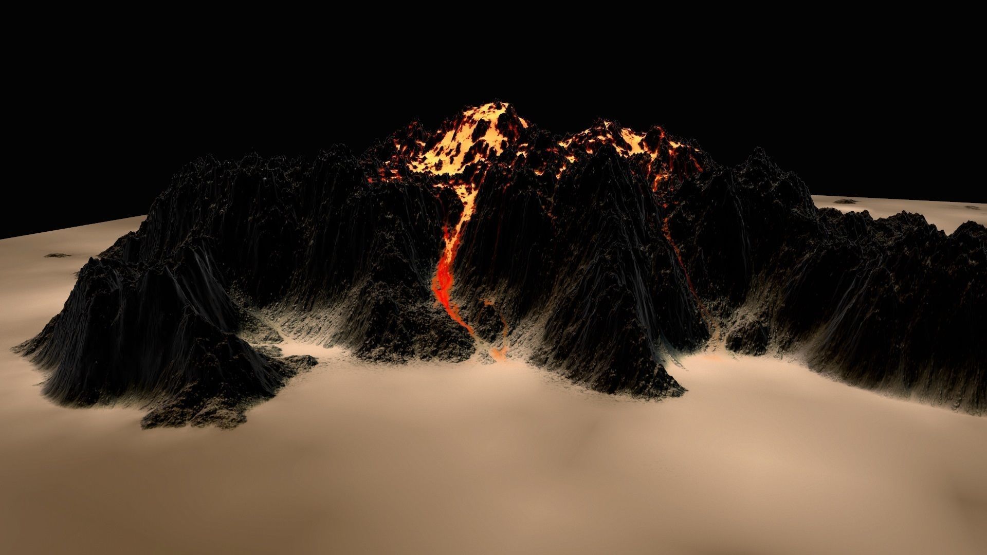 Volcano lava Low-poly 3D model_7