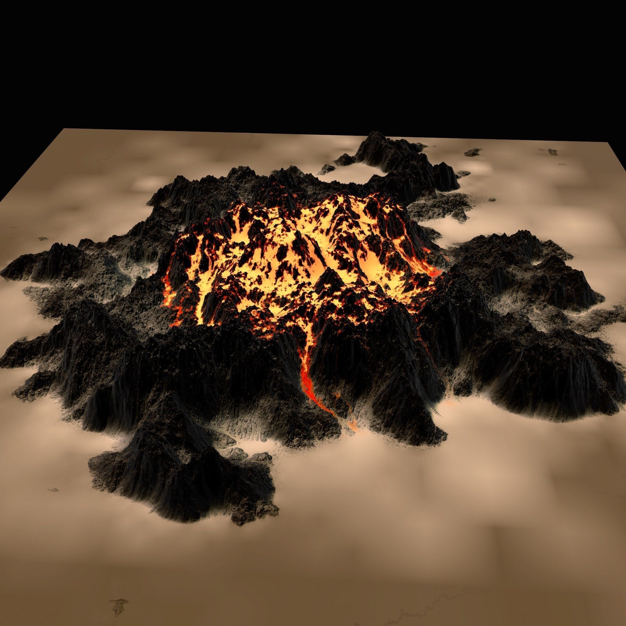 Volcano lava Low-poly 3D model_20