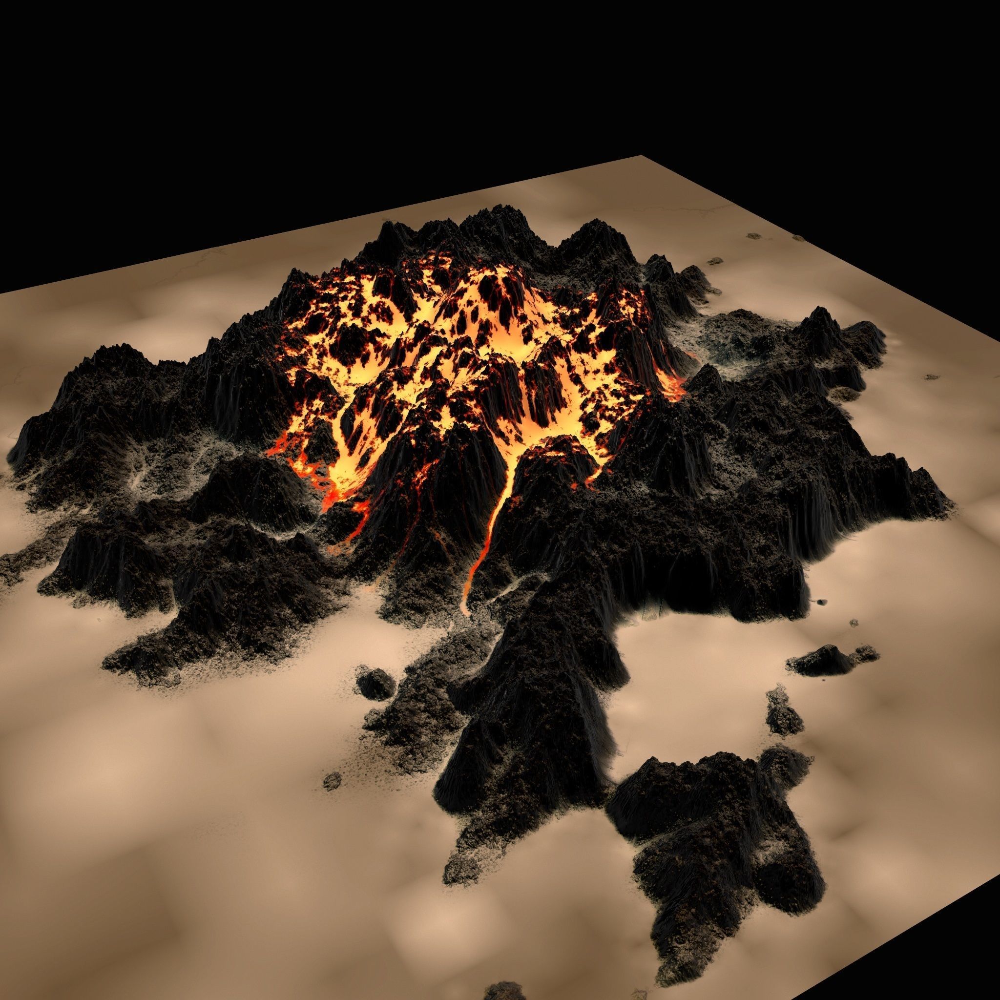 Volcano lava Low-poly 3D model_12