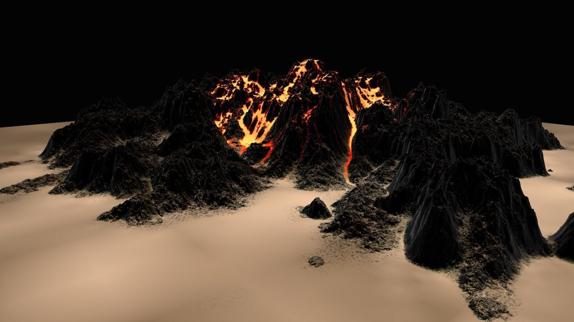 Volcano lava Low-poly 3D model_4