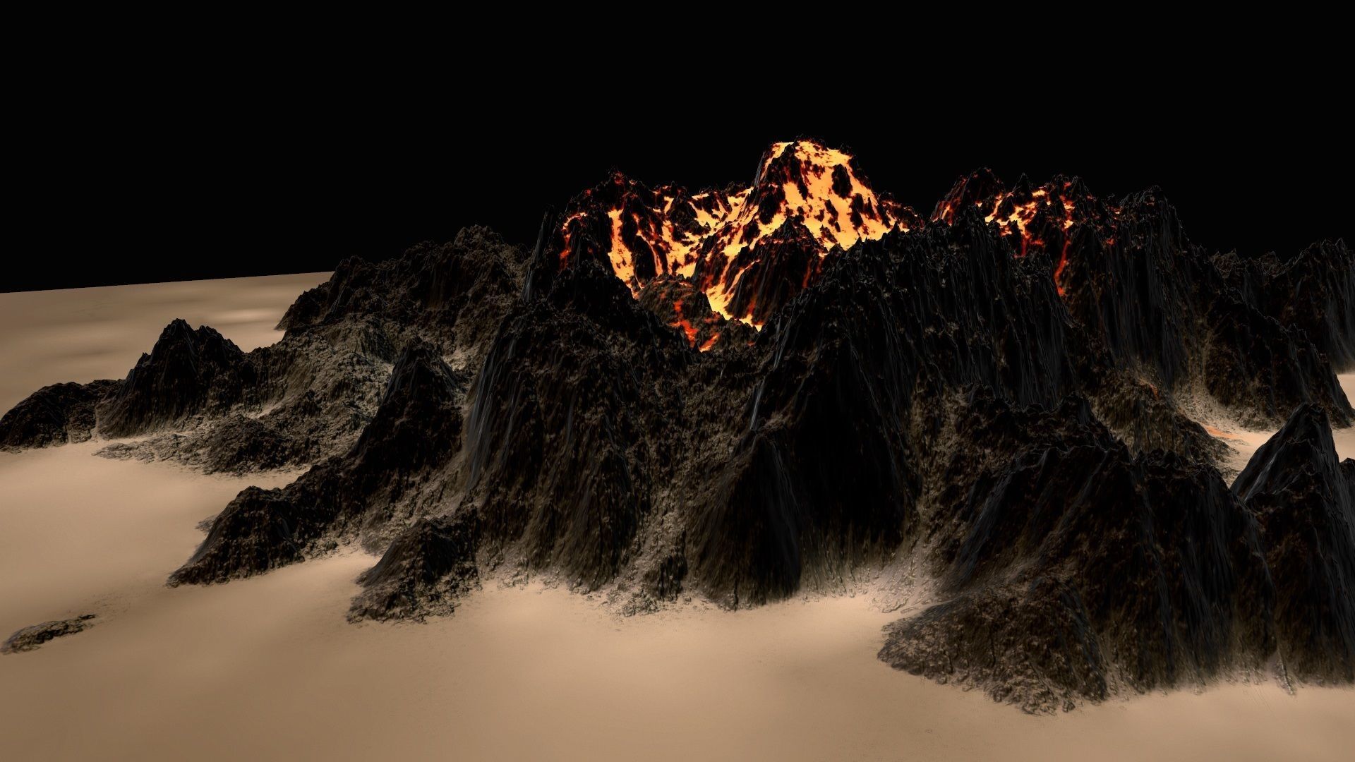Volcano lava Low-poly 3D model_8