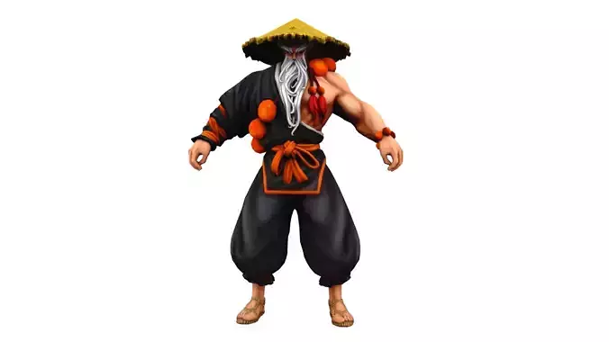 Fantasy Monk  Master with Conical Hat and Prayer Beads