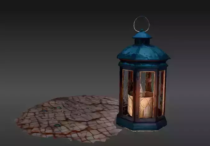 Winter Lantern 3D Model Scene Cozy Snow Lantern Game Ready