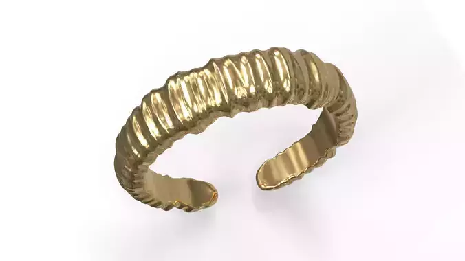 Adjustable Organic Ring Band Size - Wavy Texture