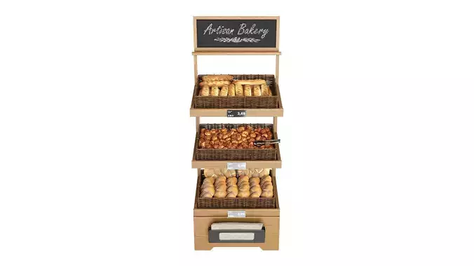 Wooden loaf bread stand 04 Low-poly 3D model 2