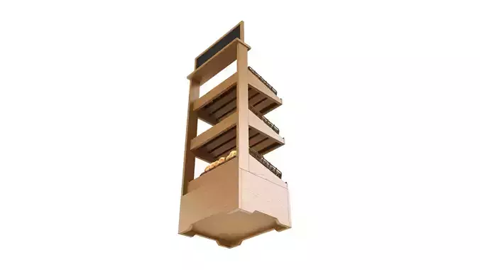 Wooden loaf bread stand 04 Low-poly 3D model 4