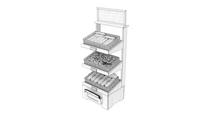 Wooden loaf bread stand 04 Low-poly 3D model 7