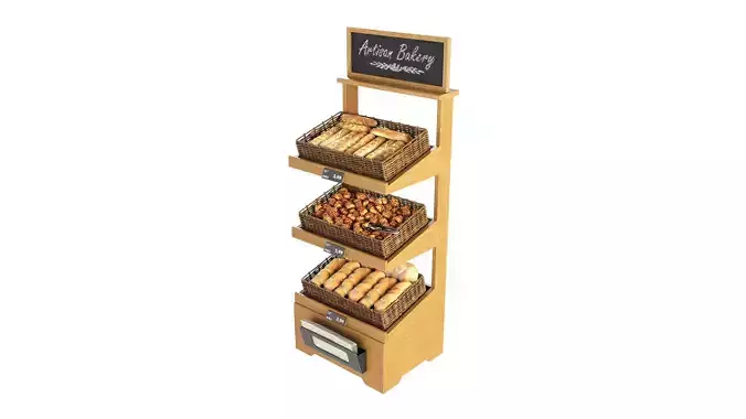 Wooden loaf bread stand 04 Low-poly 3D model 3