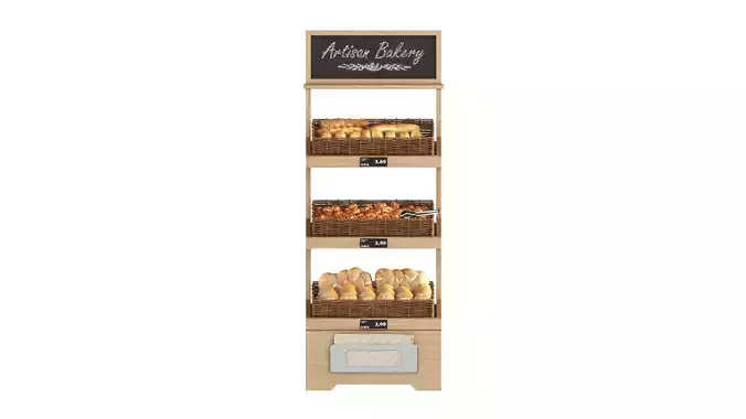 Wooden loaf bread stand 04 Low-poly 3D model 5