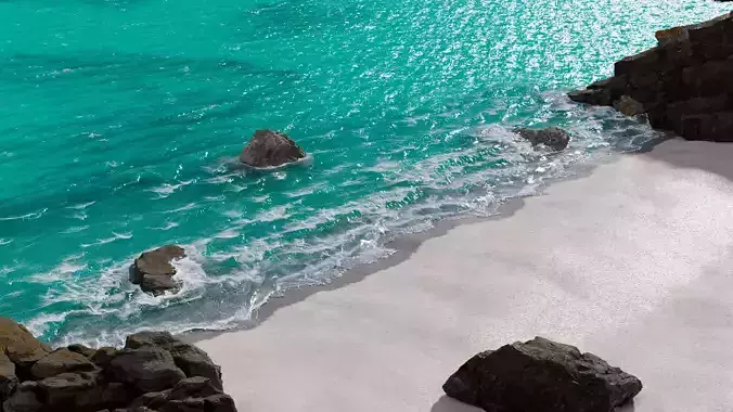 Houdini Ocean Beach FX Simulation Package-Long Shot